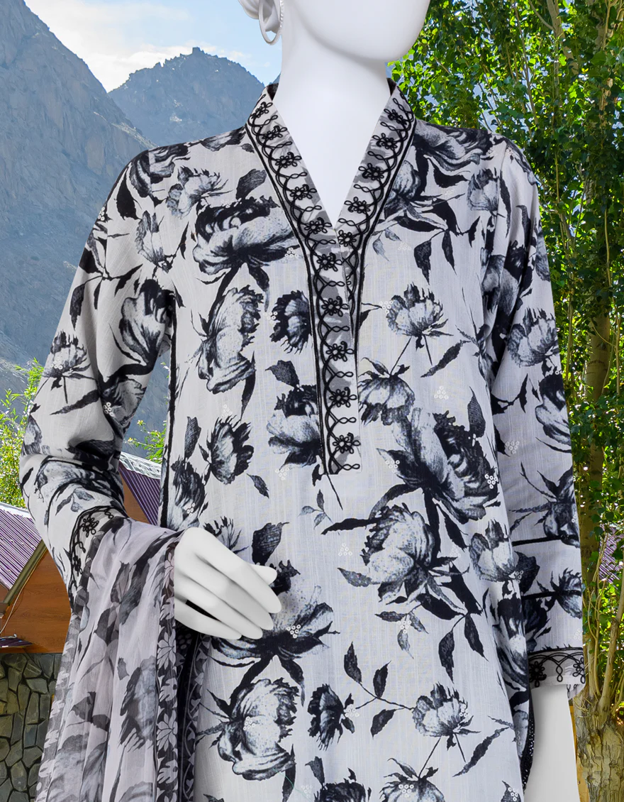 BLACK & WHITE 3PC STITCHED | JJPW-W-JW-US-23-1746 FB/ELEGANCE-2 - Image 3