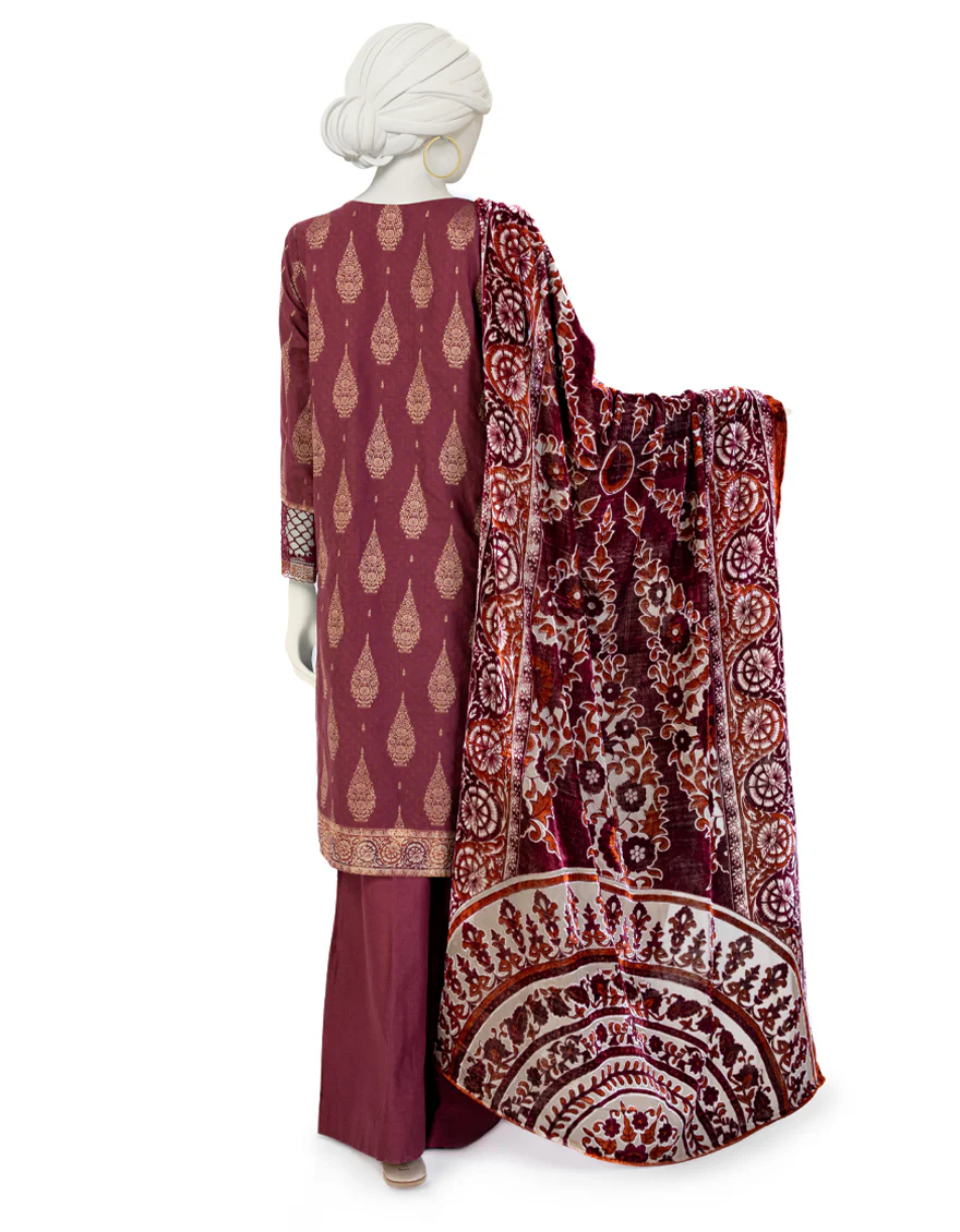 MAROON JACQUARD 3PC STITCHED | JJPW-W-JW-US-23-1751 FB/MIRAGE-03 - Image 2