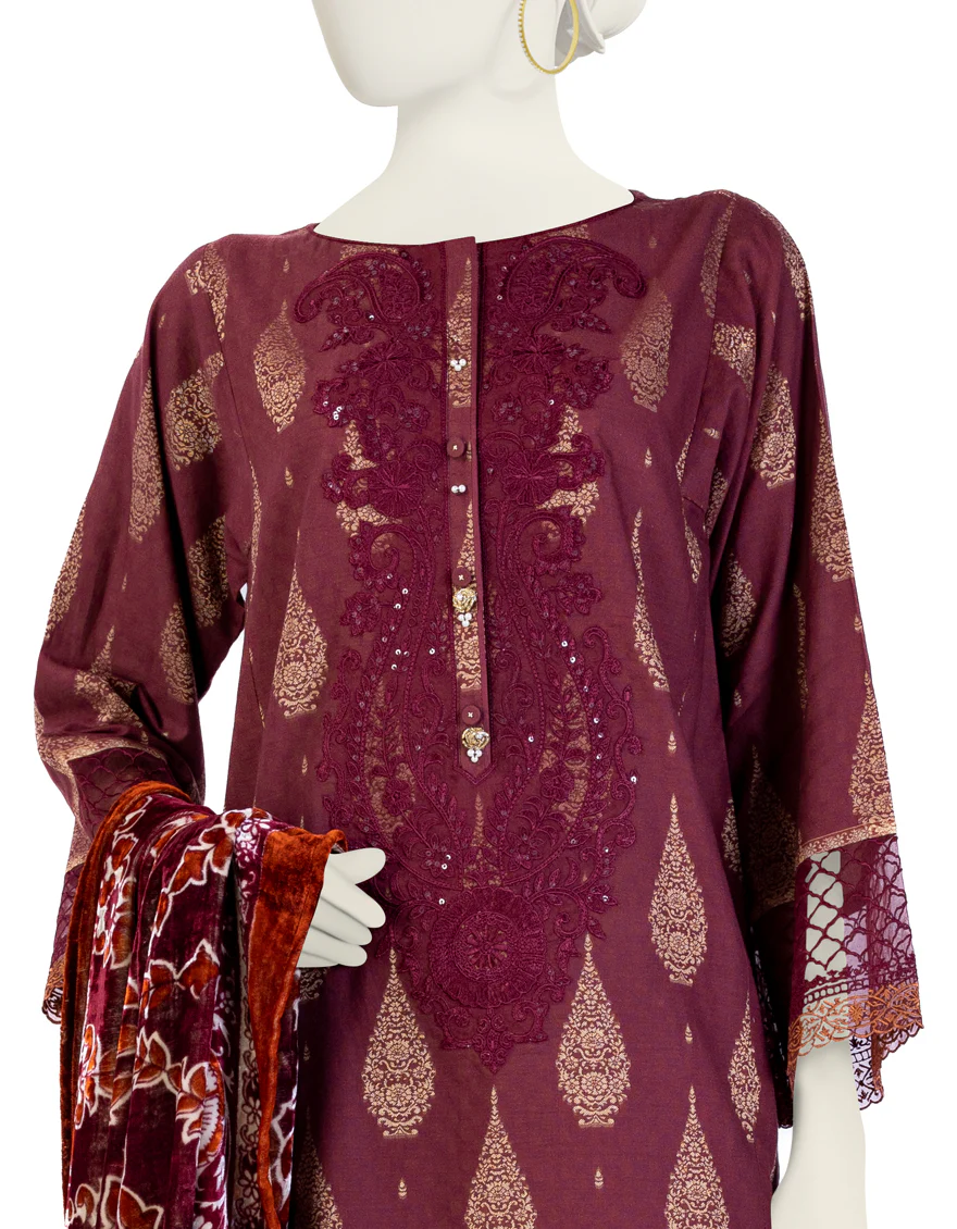 MAROON JACQUARD 3PC STITCHED | JJPW-W-JW-US-23-1751 FB/MIRAGE-03 - Image 3