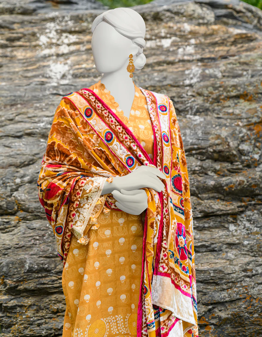 MUSTARD JACQUARD 3PC STITCHED | JJPW-W-JW-US-23-1752 FB/MIRAGE-04 - Image 3