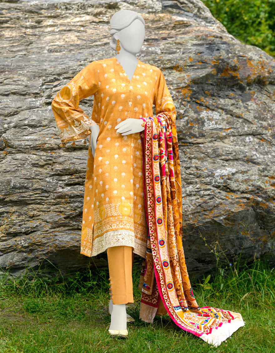 MUSTARD JACQUARD 3PC STITCHED | JJPW-W-JW-US-23-1752 FB/MIRAGE-04 - Image 4