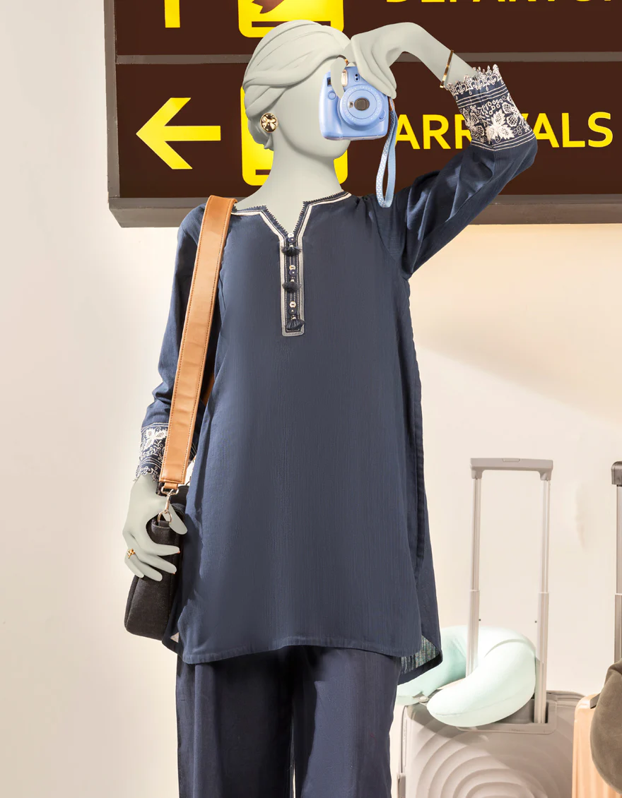 BLUE KHADDAR 2PC STITCHED | JJPW-W-JW2-24-2039 FB/SCHIFFI-01 - Image 2