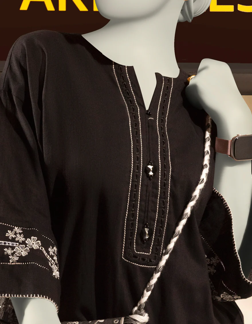 BLACK KHADDAR 2PC STITCHED | JJPW-W-JW2-24-2040 FB/SCHIFFLI-02 - Image 3