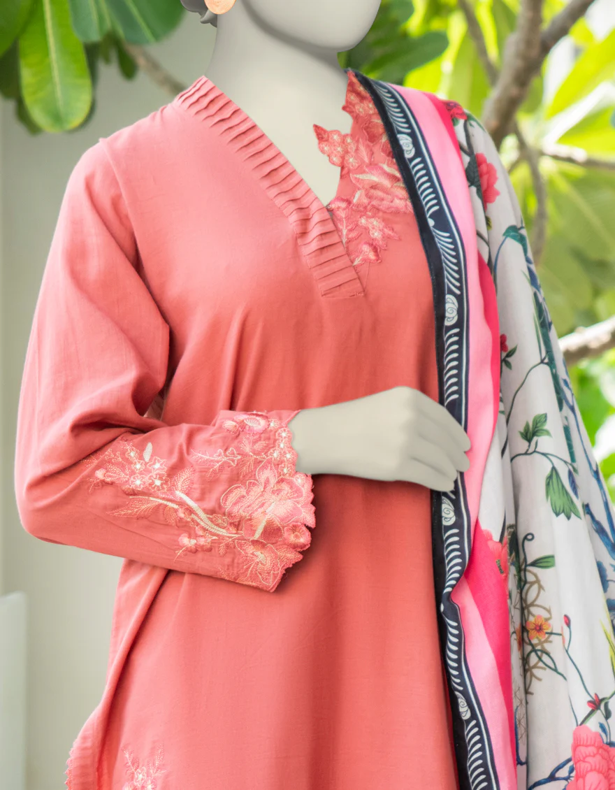 BROWN CAMBRIC 2PC STITCHED | JJPW-W-JW2-24-7020 FB/CHINOSERIE-1 - Image 3