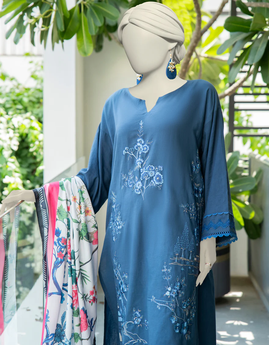 BLUE CAMBRIC 2PC STITCHED | JJPW-W-JW2-24-7021 FB/CHINOSERIE-2 - Image 2