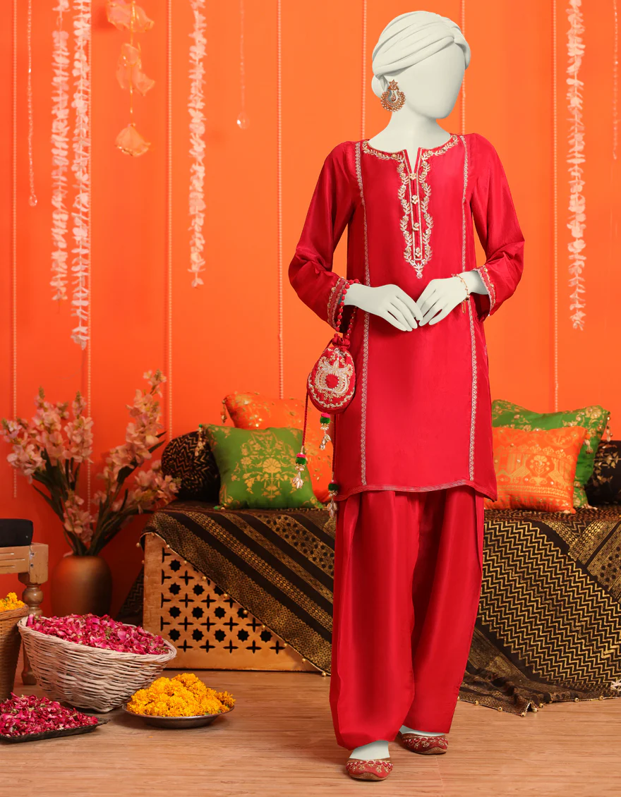 MAROON RAW SILK 2PC STITCHED | JJPW-W-JW2-US-23-2023 FB/GOTTA VINTAGE-5