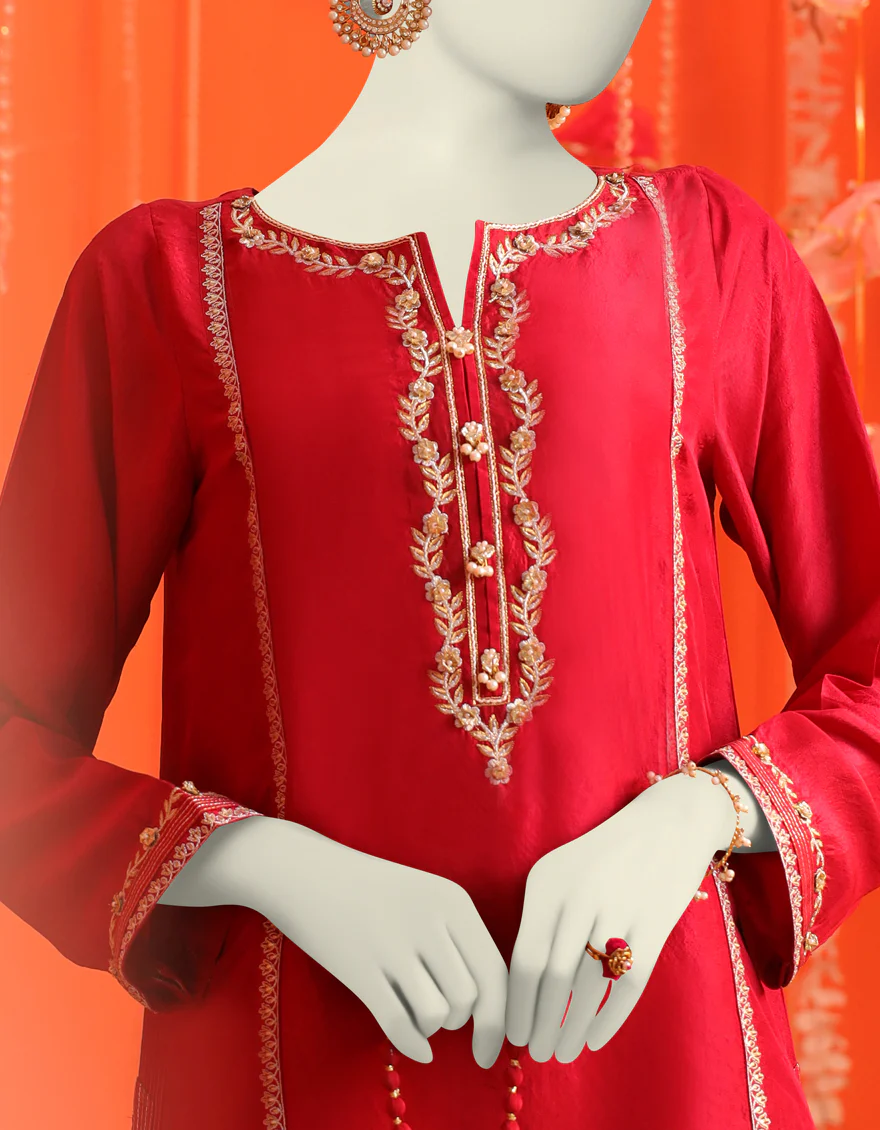 MAROON RAW SILK 2PC STITCHED | JJPW-W-JW2-US-23-2023 FB/GOTTA VINTAGE-5 - Image 2
