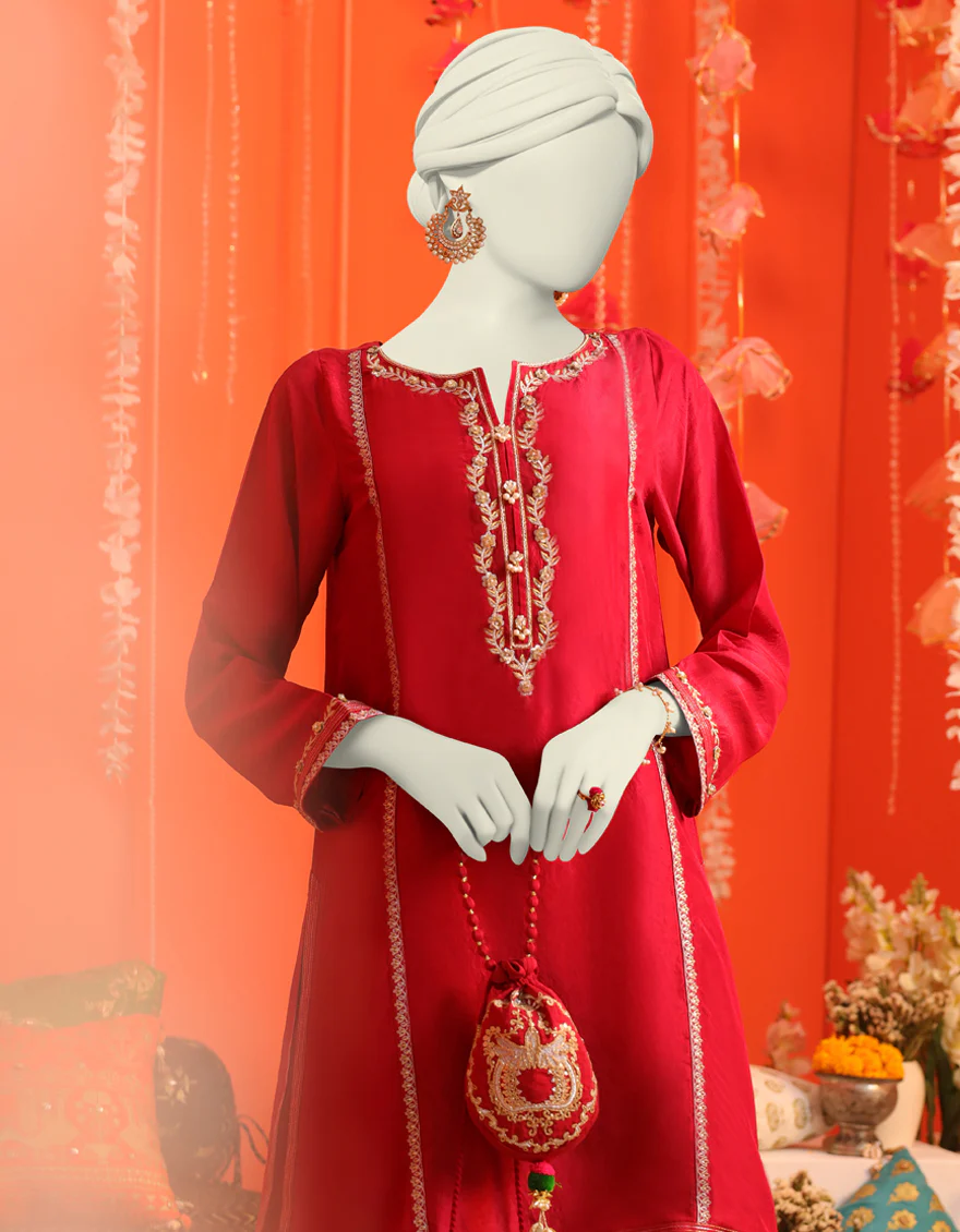 MAROON RAW SILK 2PC STITCHED | JJPW-W-JW2-US-23-2023 FB/GOTTA VINTAGE-5 - Image 4