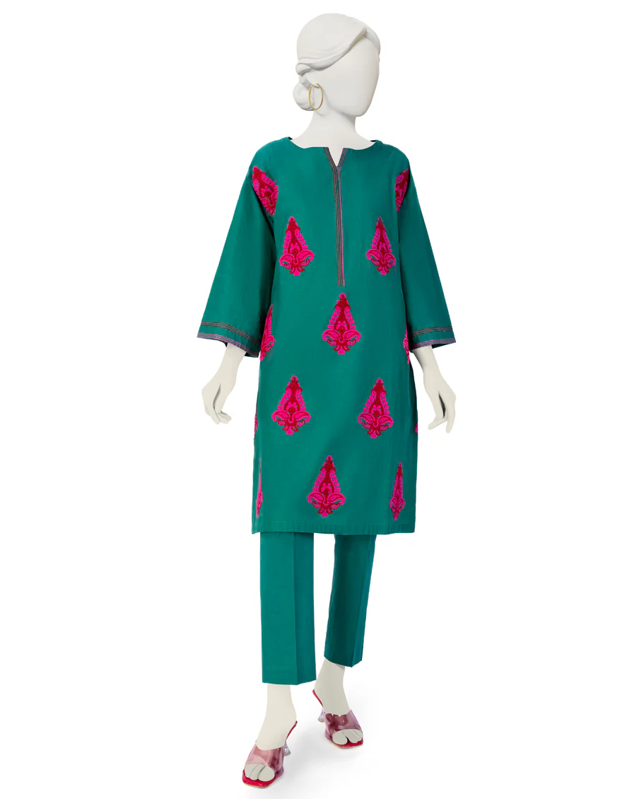 GREEN KHADDAR 2PC STITCHED | JJPW-W-JW2-US-23-2037 FB/AARI-1