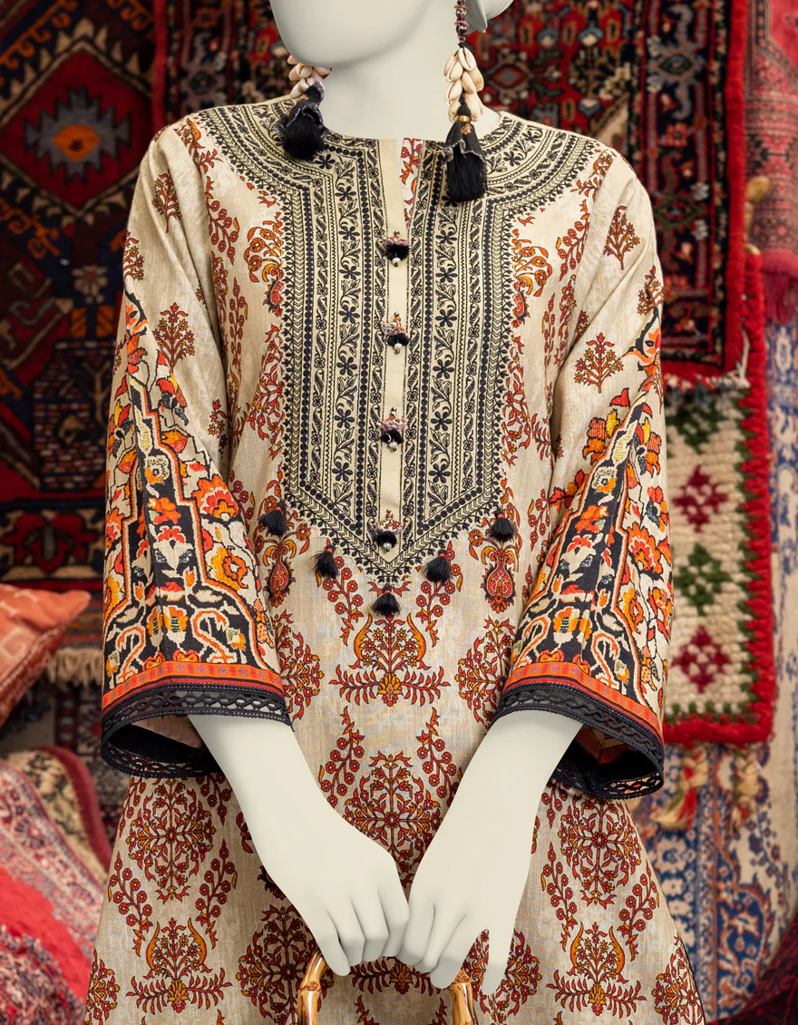 BEIGE KHADDAR 2PC STITCHED | JJPW-W-JW2-US-23-7028 FB/PERSION CARPET-2 - Image 3