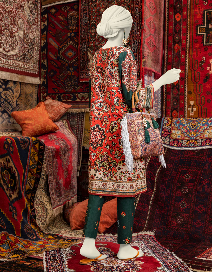 GREEN KHADDAR 2PC STITCHED | JJPW-W-JW2-US-23-7029 FB/PERSION CARPET-3 - Image 2