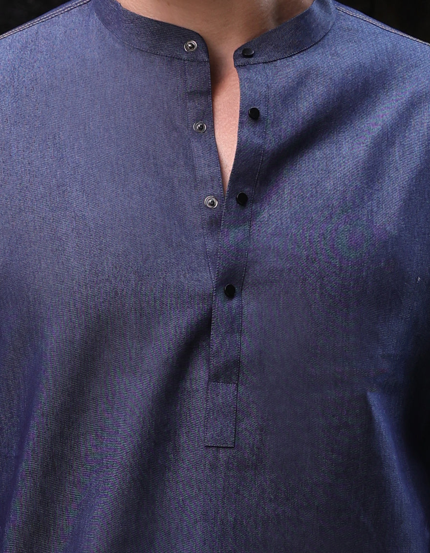 DENIM BLUE BLENDED SHORT KURTA | JJSHK-A-47413/S25/JJ - Image 3