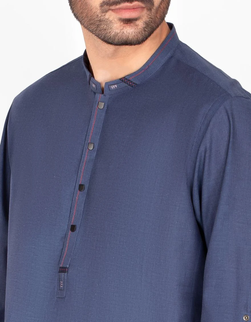 DULL NAVY SHORT KURTA | JJSHK-A-US-31030/W19/JJ6579 - Image 2