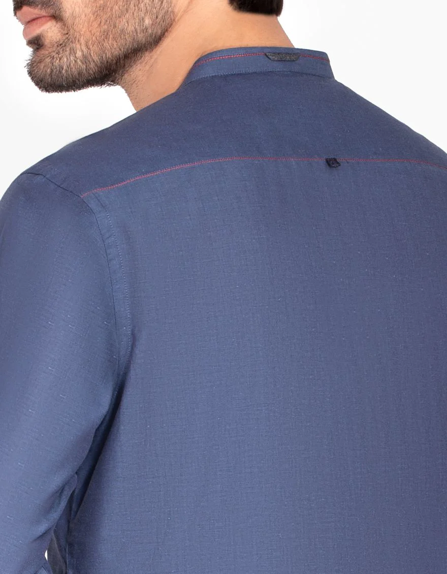 DULL NAVY SHORT KURTA | JJSHK-A-US-31030/W19/JJ6579 - Image 3