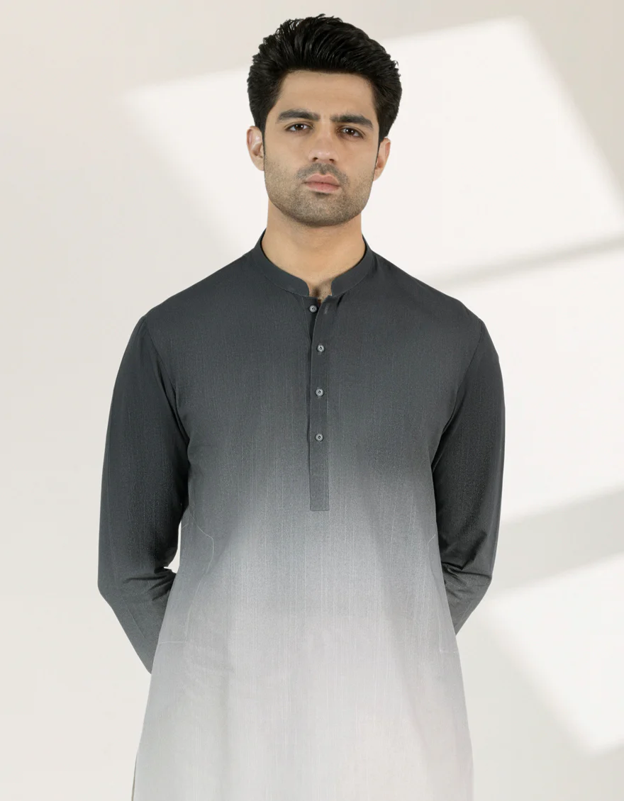 BLACK COTTON SHORT KURTA | JJSHK-S-47537/S25/JJ10100-PN - Image 2