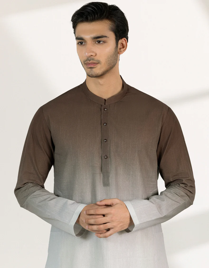 BROWN COTTON SHORT KURTA | JJSHK-S-47538/S25/JJ10100-PN - Image 2