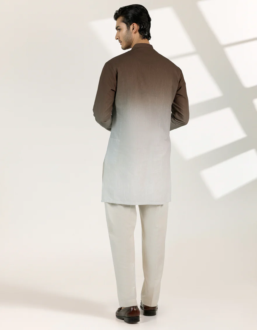 BROWN COTTON SHORT KURTA | JJSHK-S-47538/S25/JJ10100-PN - Image 3