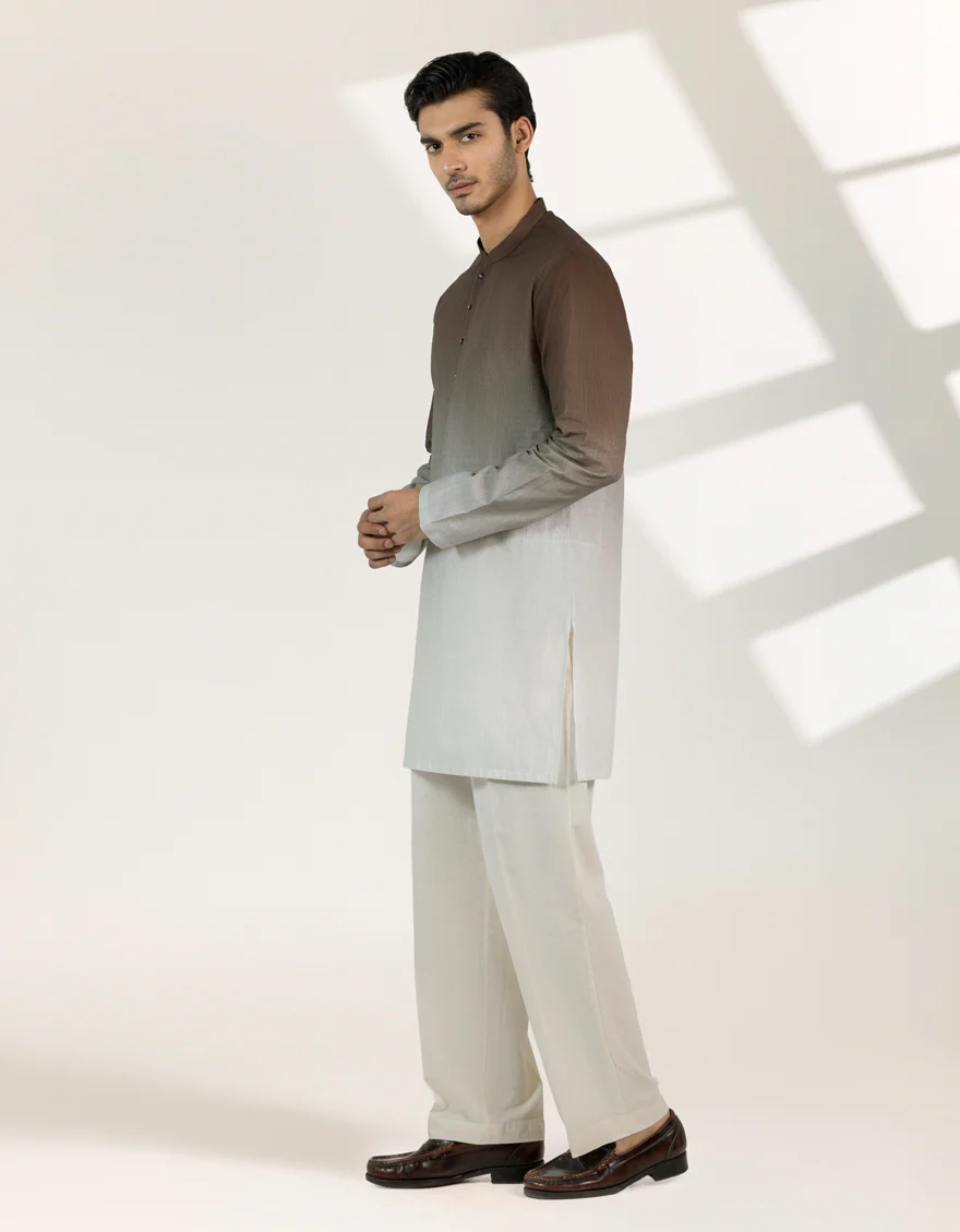 BROWN COTTON SHORT KURTA | JJSHK-S-47538/S25/JJ10100-PN - Image 4