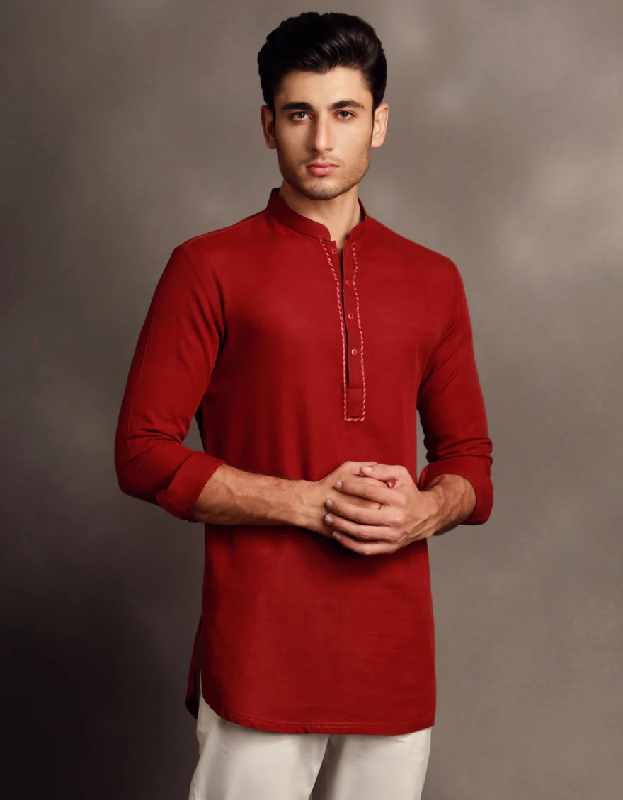MAROON COTTON KURTA | JJSHK-W-90485/S24/JJ9591-SF - Image 2