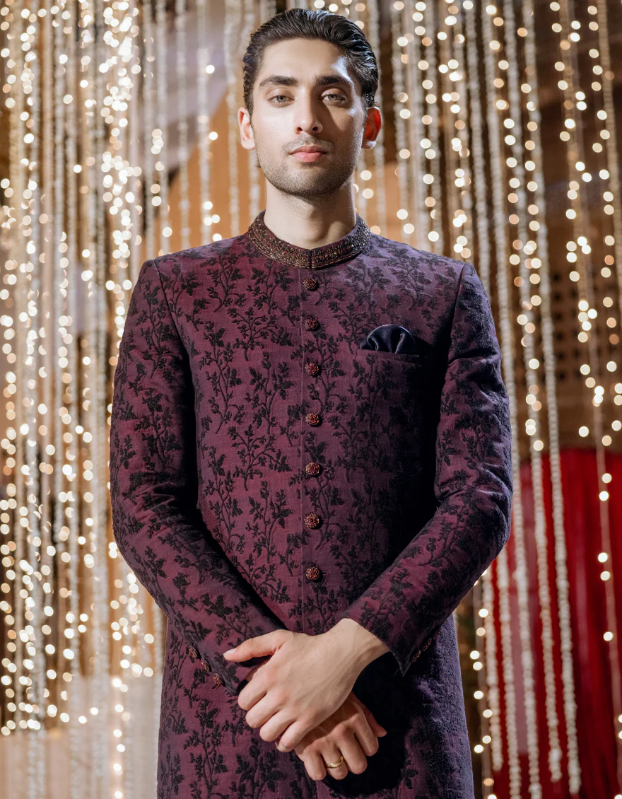 RED BUNNAT SHERWANI | JJSW-578/S24/JMR-3190-FL - Image 2