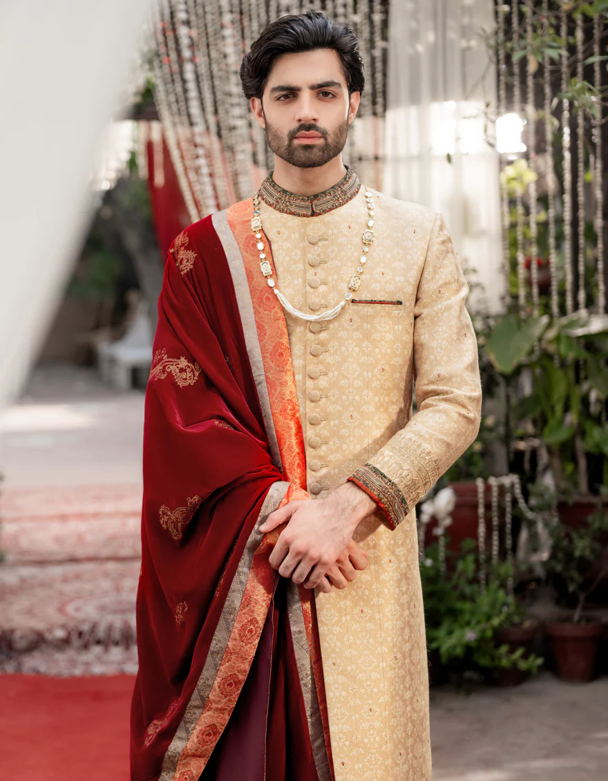 GOLD SHERWANI | JJSW-581/S24/JJ9175-FL - Image 3