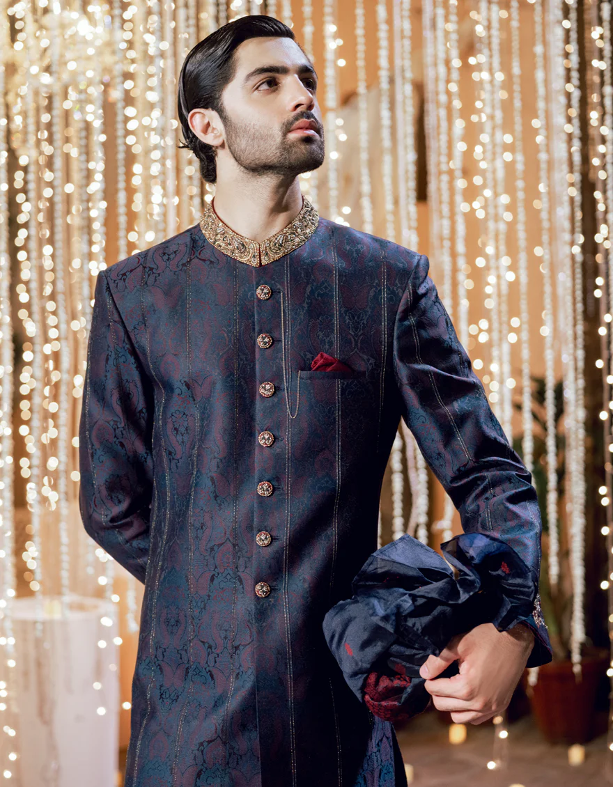 BLUE SHERWANI | JJSW-584/S24/JJ9172-FL - Image 2