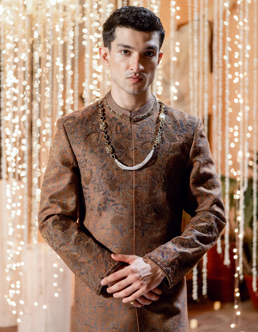 RUST BLENDED SHERWANI | JJSW-586/S24/JJ9164-FL - Image 2
