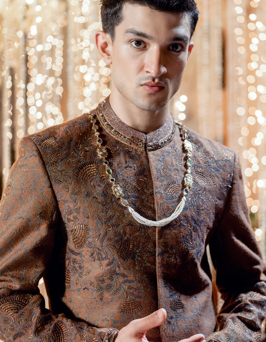 RUST BLENDED SHERWANI | JJSW-586/S24/JJ9164-FL - Image 3