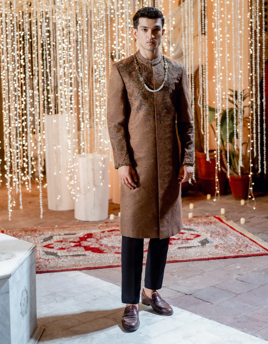 RUST BLENDED SHERWANI | JJSW-586/S24/JJ9164-FL - Image 4