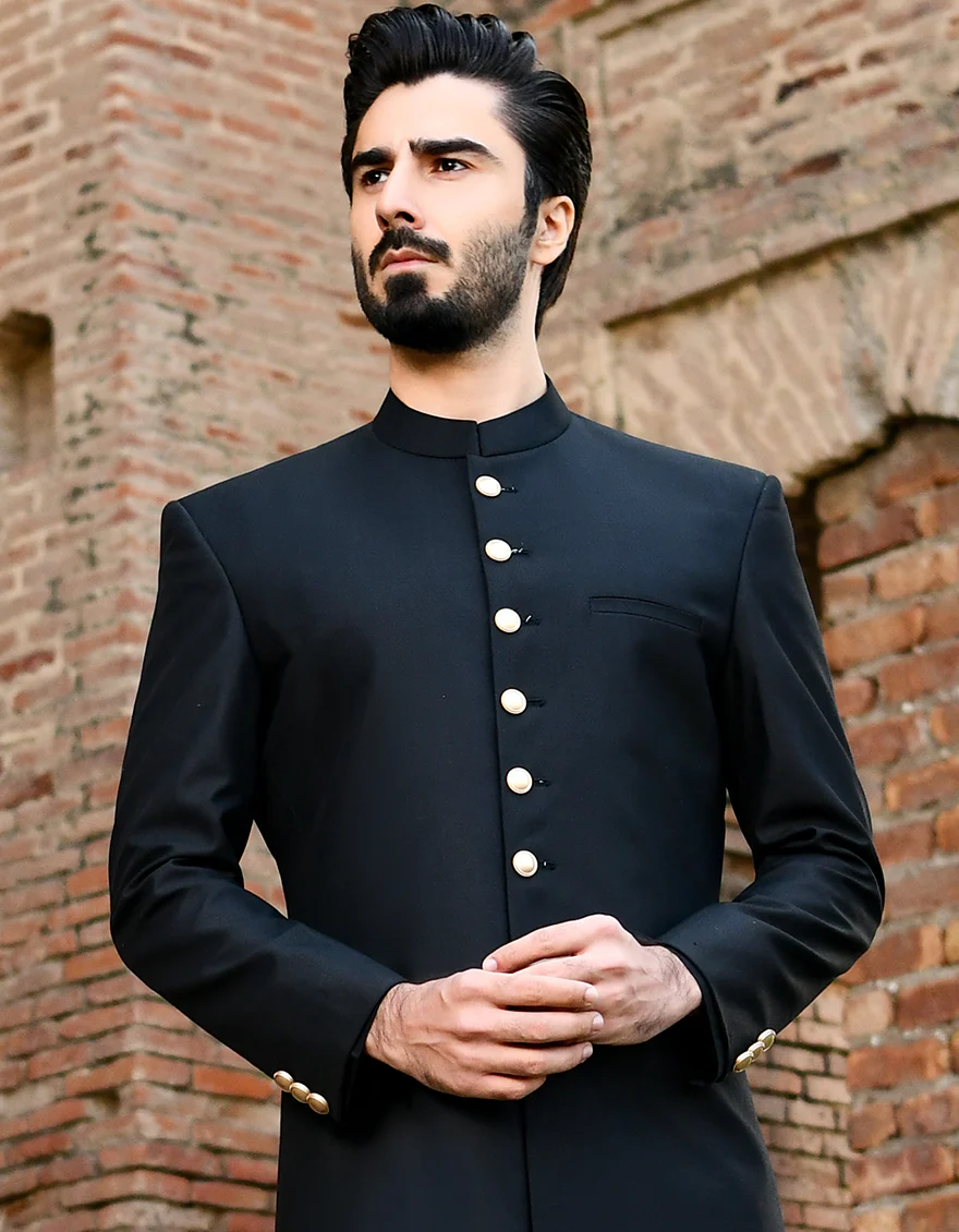 BLACK BLENDED SHERWANI | JJSW-US-45082/A23/JJ8086-PN - Image 2