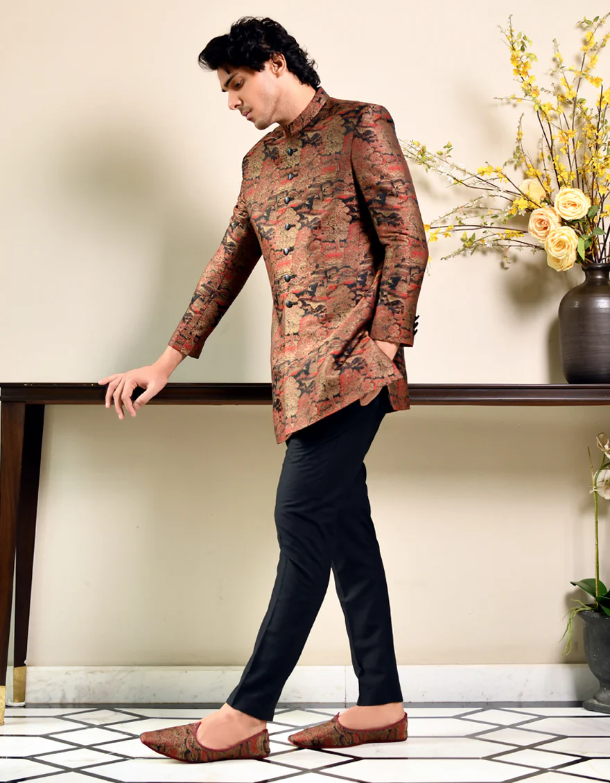 MAROON & RED SHERWANI | JJSW-US-45115/A23/JJ8498-PN - Image 3