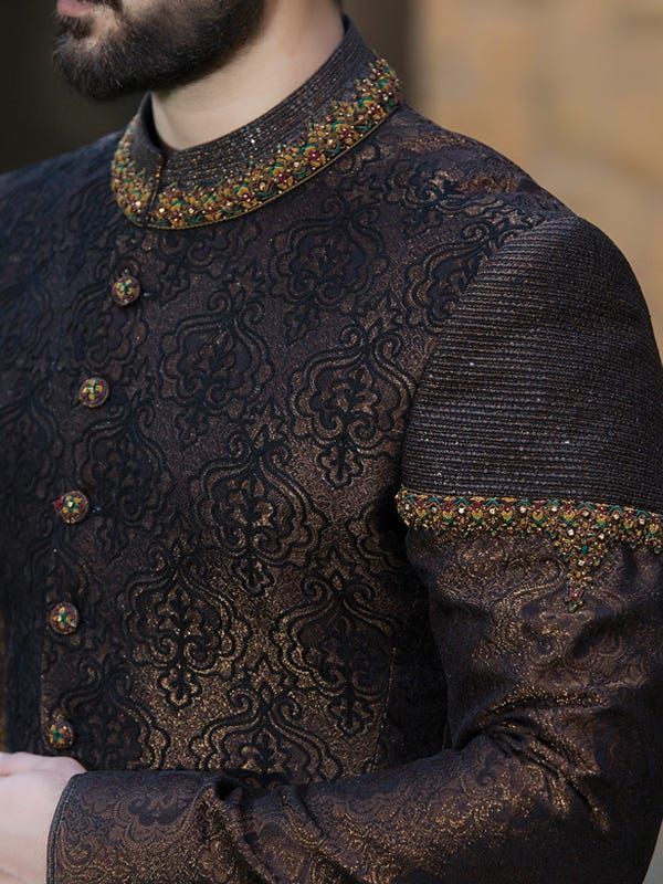 GOLDEN SHERWANI | JJSW-US-467/S16/JJ4736 - Image 2