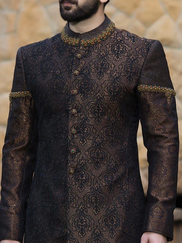 GOLDEN SHERWANI | JJSW-US-467/S16/JJ4736 - Image 3
