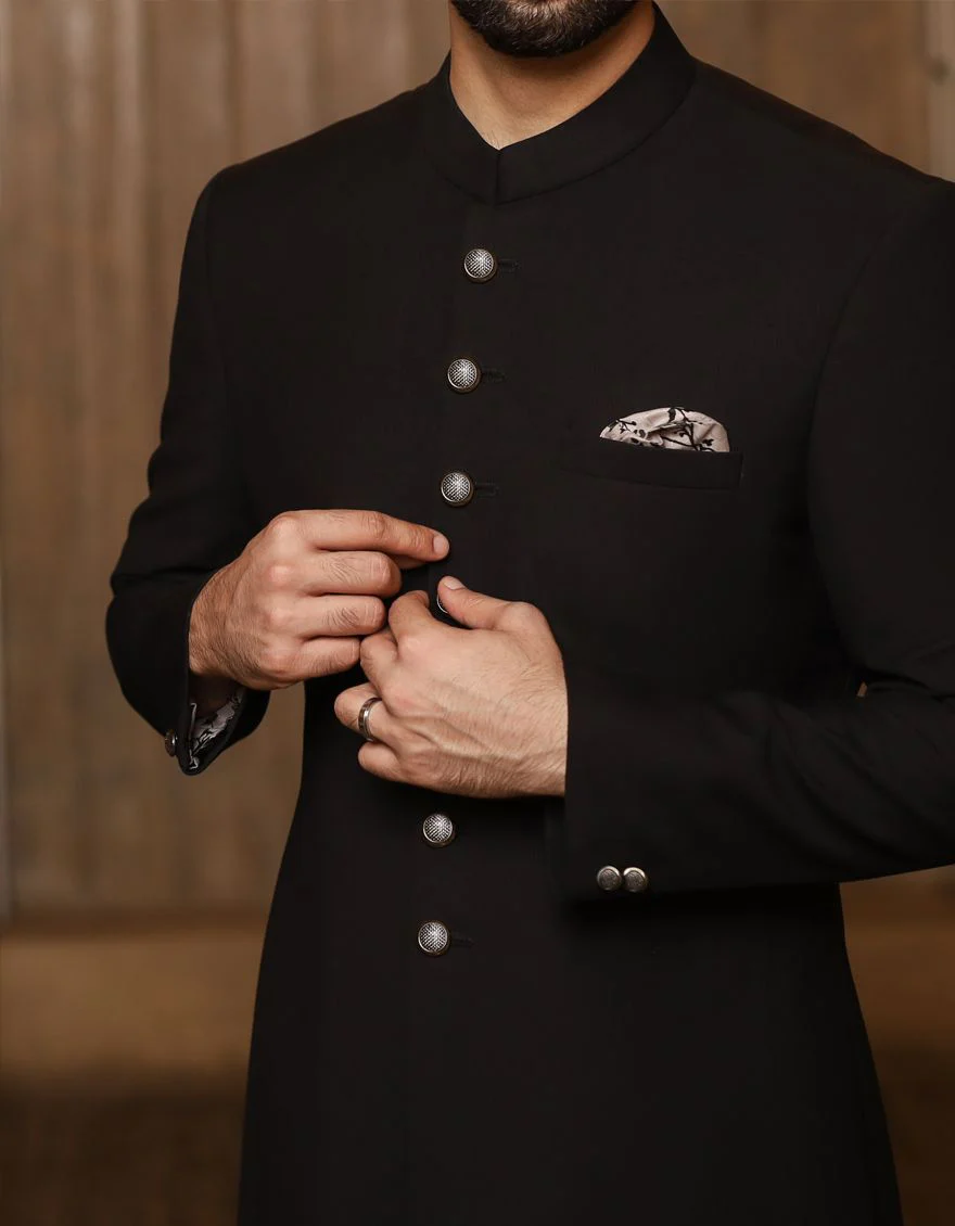BLACK SHERWANI | JJSW-US-503/S20/JJ6407 - Image 2
