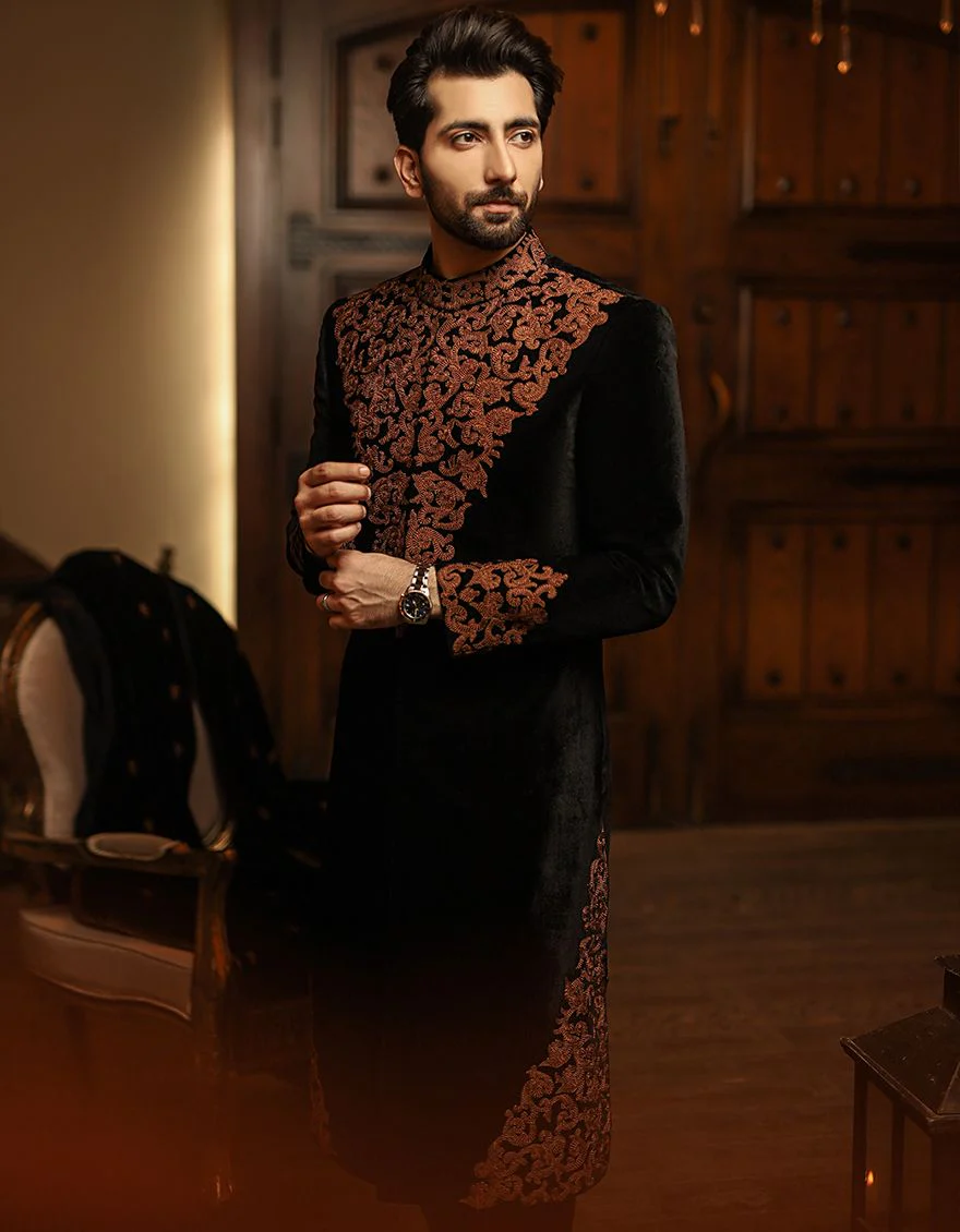 BLACK SHERWANI | JJSW-US-512/S20/JJ7207 - Image 3