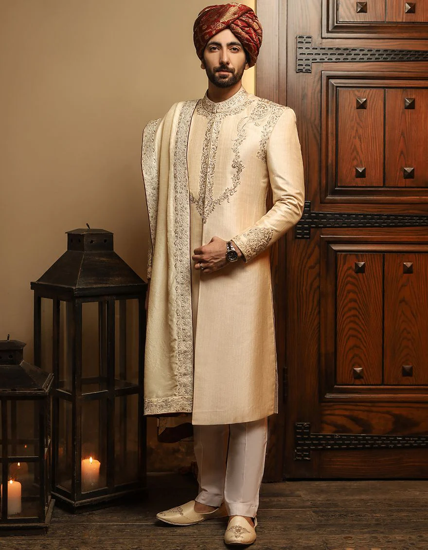 GOLDEN SHERWANI | JJSW-US-515/S20/JJ7213 - Image 2