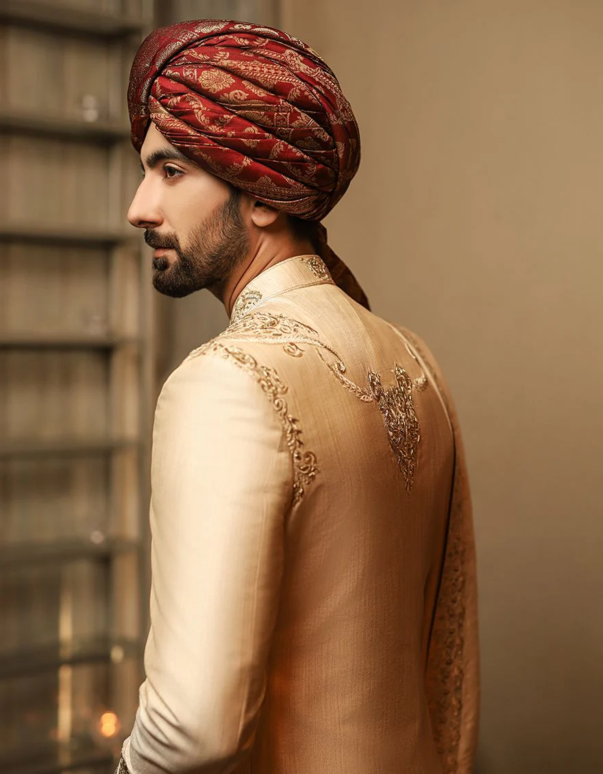 GOLDEN SHERWANI | JJSW-US-515/S20/JJ7213 - Image 5