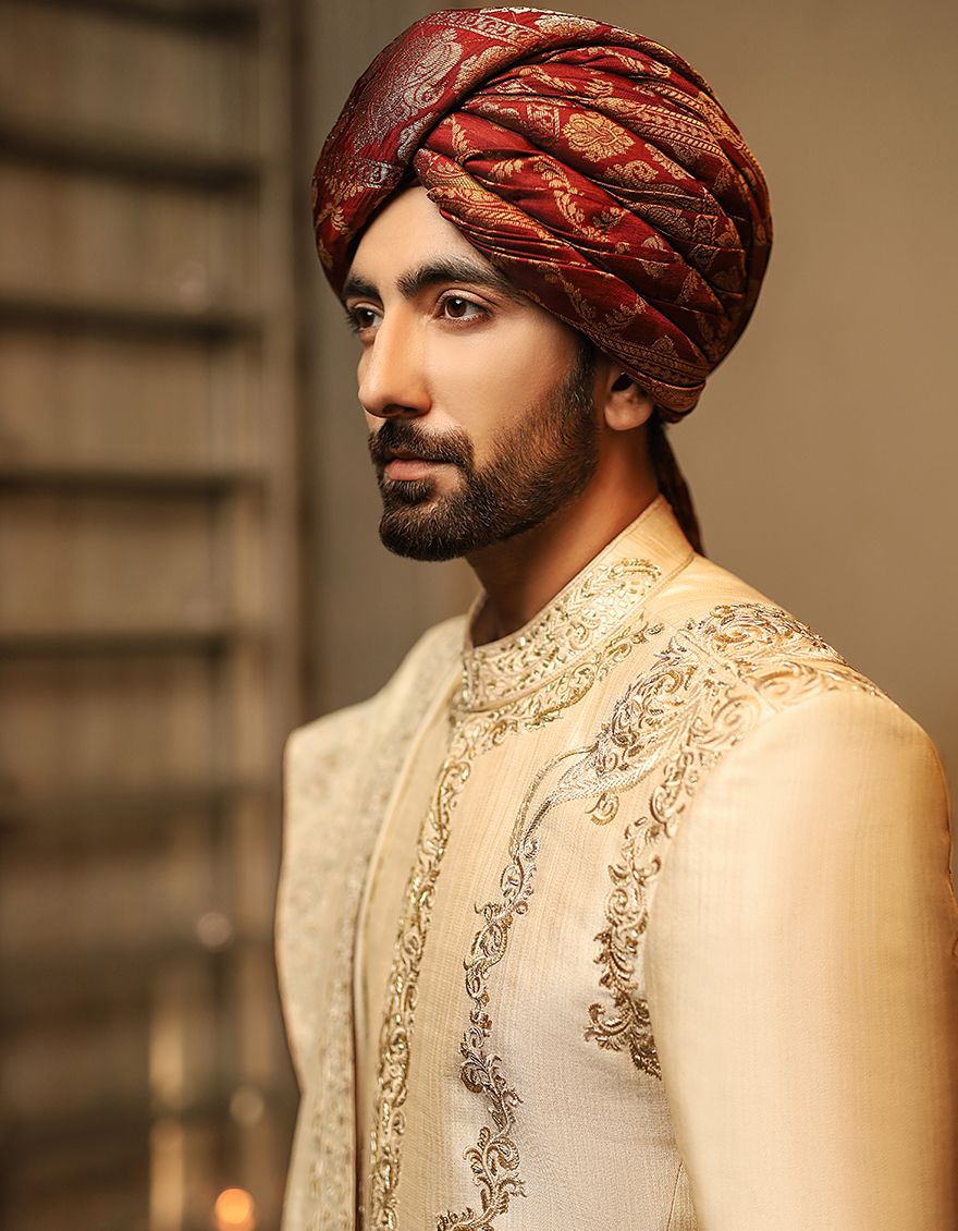 GOLDEN SHERWANI | JJSW-US-515/S20/JJ7213 - Image 6