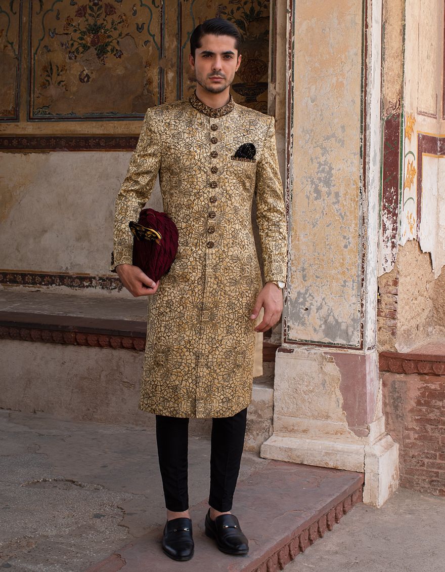 DULL GOLD SHERWANI | JJSW-US-518/S21/JJ7199