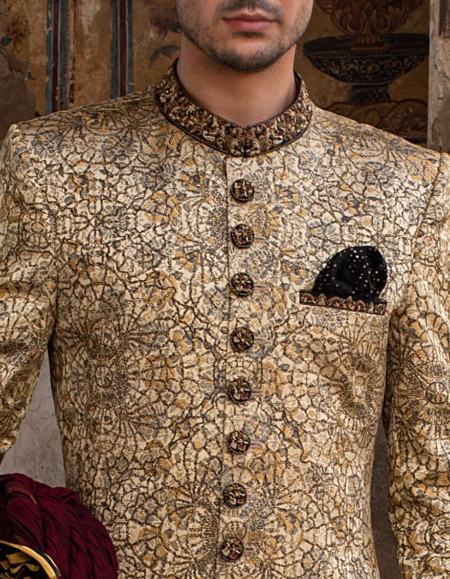DULL GOLD SHERWANI | JJSW-US-518/S21/JJ7199 - Image 2
