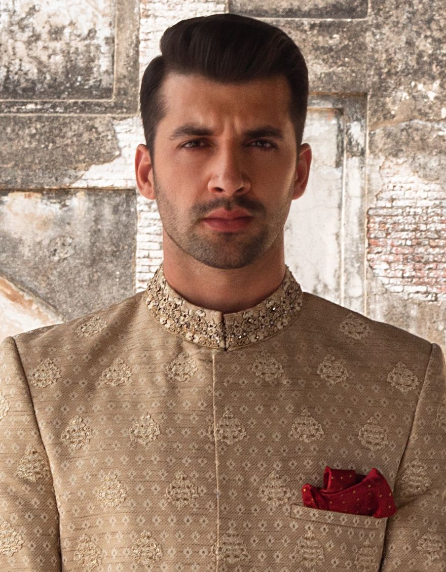 BEIGE SHERWANI | JJSW-US-519/S21/JJ7124-FL - Image 2