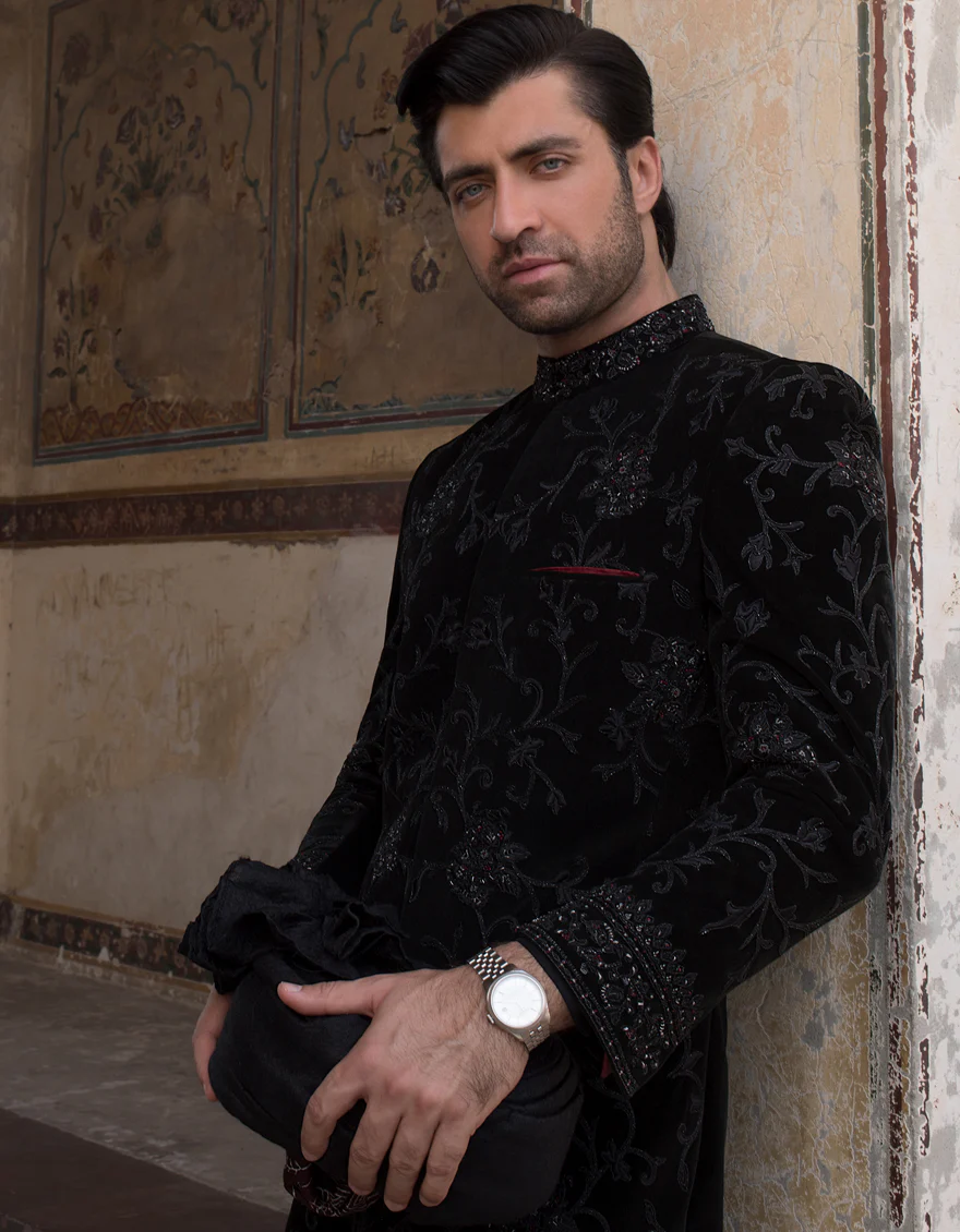 BLACK SHERWANI | JJSW-US-521/S21/JJ7399-FL - Image 3