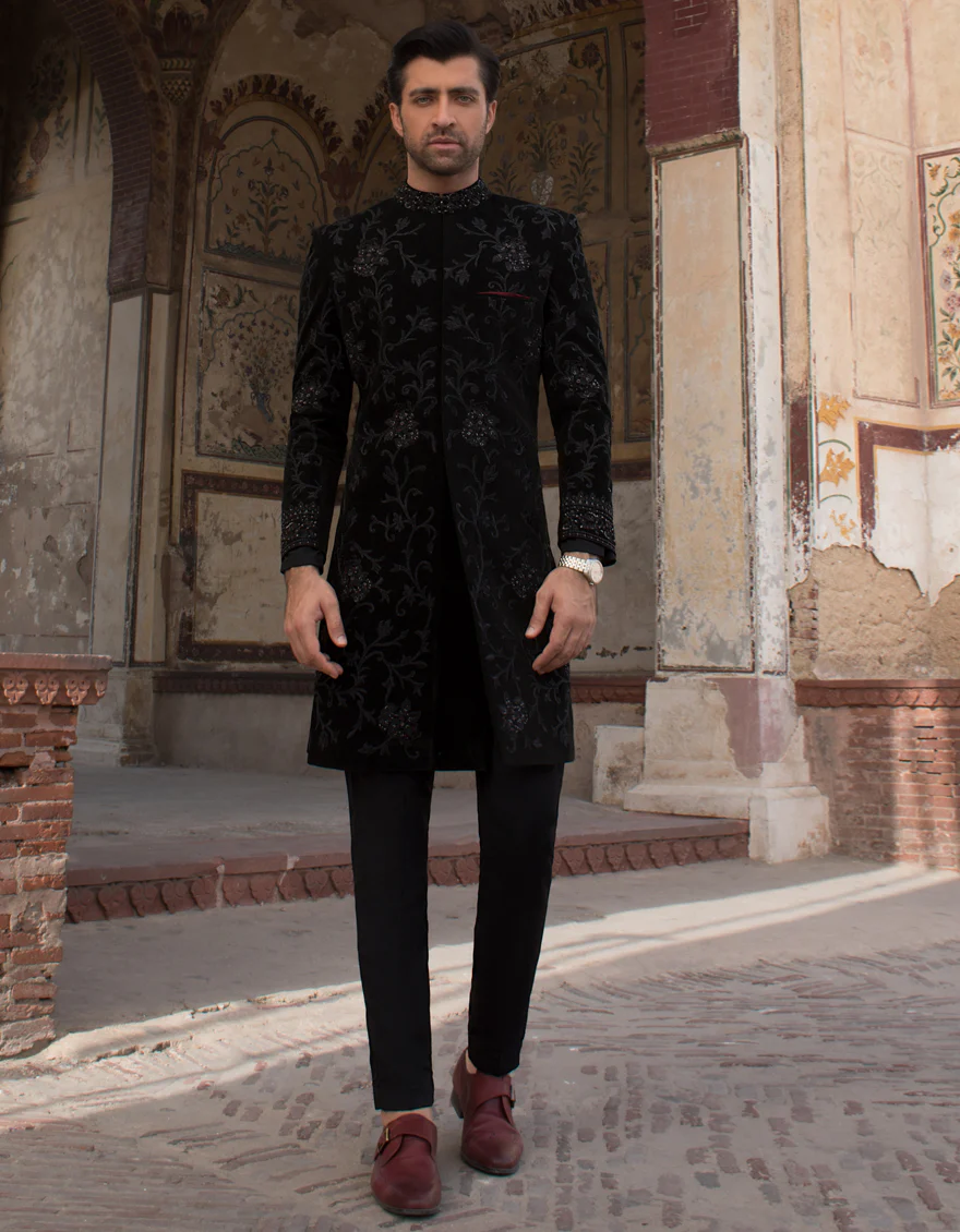 BLACK SHERWANI | JJSW-US-521/S21/JJ7399-FL - Image 4