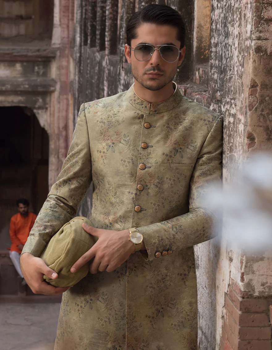 PISTACHIO GREEN SHERWANI | JJSW-US-526/S21/JJ7300-FL - Image 3