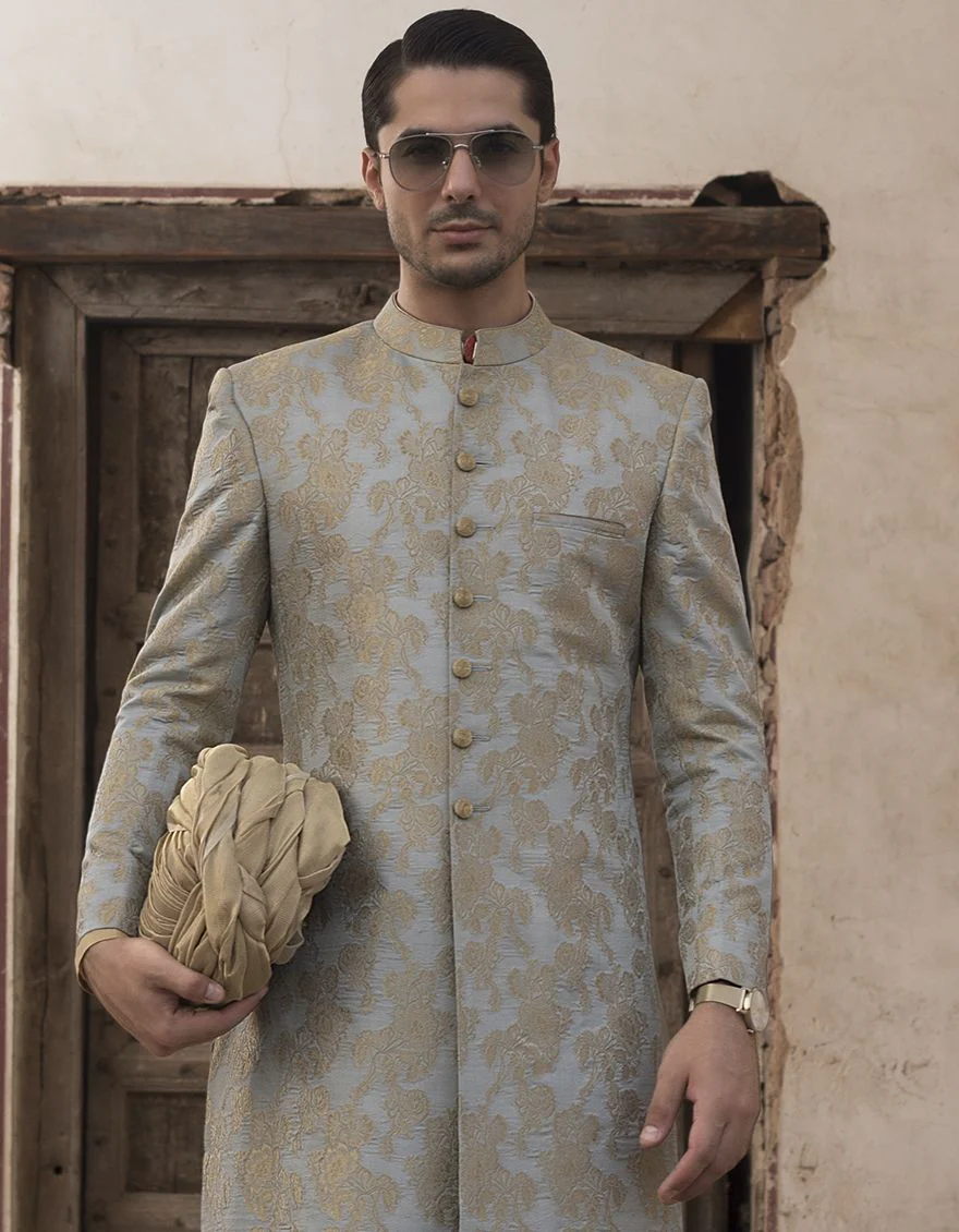 DULL GOLD SHERWANI | JJSW-US-529/S21/JJ7298-FL - Image 4