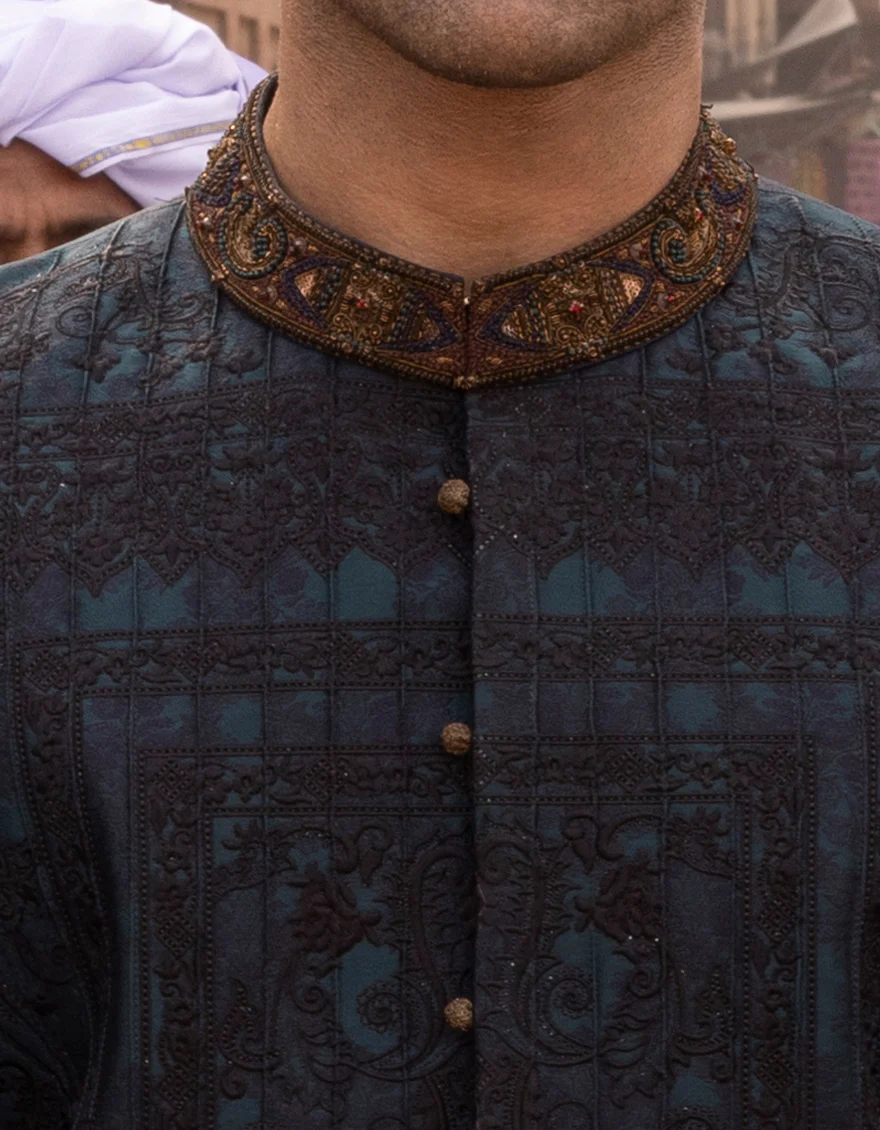 EMERALD GREEN SHERWANI | JJSW-US-554/S23/JJ8854-FL - Image 3