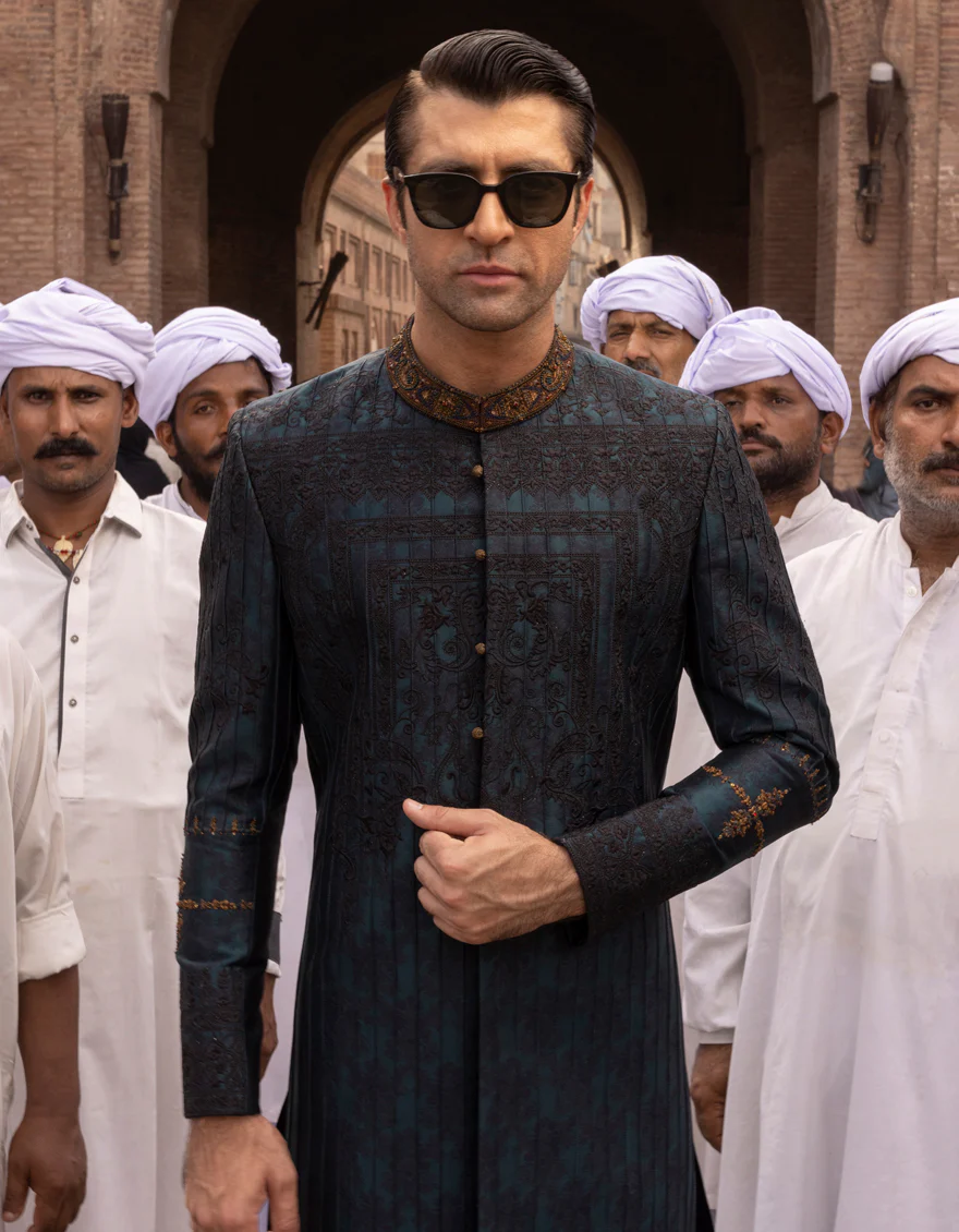 EMERALD GREEN SHERWANI | JJSW-US-554/S23/JJ8854-FL - Image 5