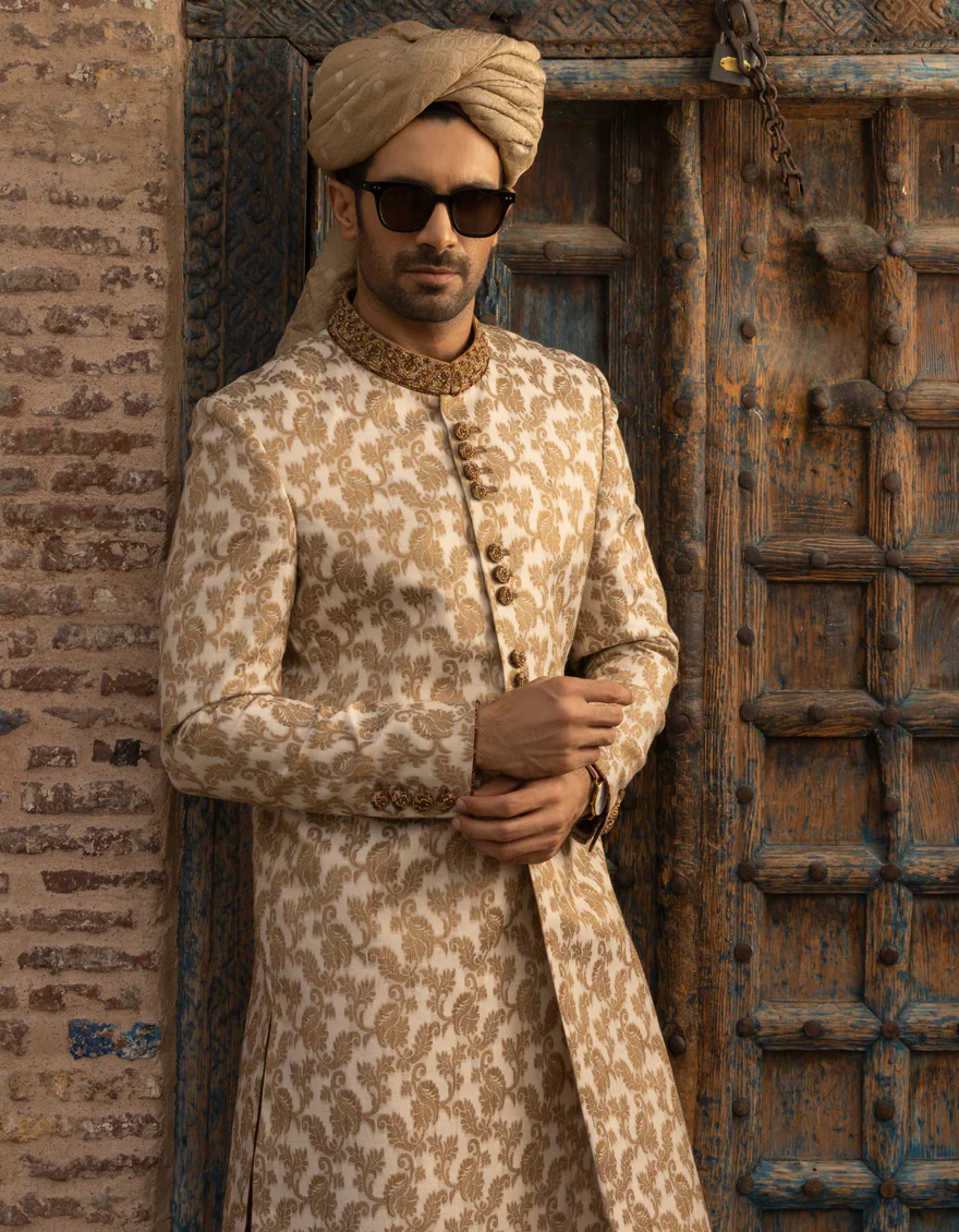 BROWNISH FONE BLENDED SHERWANI | JJSW-US-555/S23/JJ8992-FL - Image 2