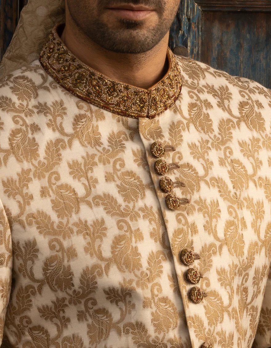 BROWNISH FONE BLENDED SHERWANI | JJSW-US-555/S23/JJ8992-FL - Image 3