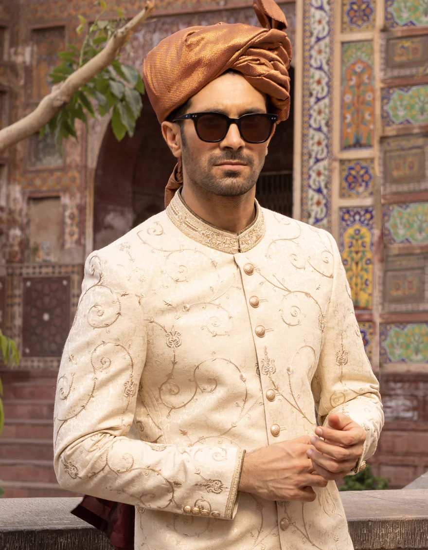 BEIGE SHERWANI | JJSW-US-560/S23/JJ8988-FL - Image 3